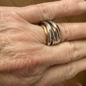 Rose Gold over silver & Silver Ring, size 7